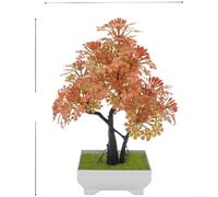 Bonsaï en fleurs artificielles avec hortensia pour décoration de maison, bureau, composition florale en soie pour table de mariage (orange-rouge)