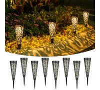 Bonsery Lot de 8 lampes solaires pour extérieur IP65 - Résistantes aux intempéries - Vintage - 15 lm - Blanc chaud - Éclairage de jardin - Décoration de jardin pour l'extérieur, chemin, terrasse