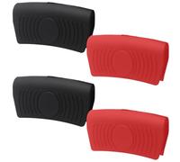 Bonsicoky Lot de 4 supports de poignée en silicone résistants à la chaleur - Antidérapants - Noir et rouge