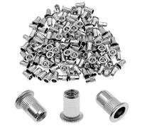 Bonsicoky Lot de 60 rivets métriques M6 pour écrou m6 en acier inoxydable 304 à tête plate moletée filetée à travers le trou