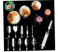 Bontannd 11pcs / Set Gélatin Gelly Art Pudding Flower Décoration Moule Outils D'aiguille en Acier Inoxydable Buse en Acier Inoxydable Seringue Banque De Cuisson