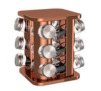 bonVIVO Rondo Carrousel à Epices pour 12 Pots à Epices, Présentoir à Epices en Inox Finition Cuivrée-Chromée, Etagère à Epices, Porte-Epices, Rangement Autonome pour la Cuisine