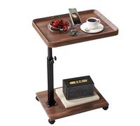 BOODPET Table d'Appoint Roulante en C avec Support Téléphone 360° Canapé | Hauteur Réglable 45-80cm, Étagère Inférieure, 2 Roulettes à Frein, Rebord Anti-Chute, Table C Fauteuil Chevet Canapé Studio