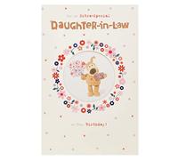 Boofle Carte d'anniversaire pour belle-fille | Cadeau d'anniversaire pour elle, fille, femme | Cadeau et motif fleurs | Avec enveloppe | 143 x 216 mm