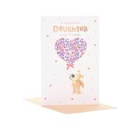 Boofle Carte d'anniversaire pour fille avec enveloppe - Design mignon et ballon en forme de cœur