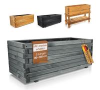 BOOGARDI Bac à plantes grand extérieur & intérieur avec feutre · 100cm de long anthracite · Jardinière rectangulaire en 10 tailles carré potager bois