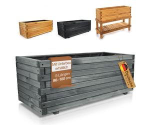 BOOGARDI Bac à plantes grand extérieur & intérieur avec feutre · 100cm de long anthracite · Jardinière rectangulaire en 10 tailles carré potager bois