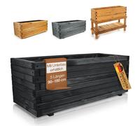 BOOGARDI Bac à plantes grand extérieur & intérieur avec feutre · 120cm de long noir · Jardinière rectangulaire en 10 tailles carré potager bois pour
