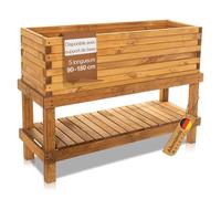 BOOGARDI Grand pot extérieur & intérieur avec feutre · 120cm long marron naturel · Carré potager bois en 10 tailles potagers pour jardin, balcon &