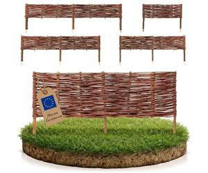 BOOGARDI Bordure de Jardin en Bois · 12 Tailles · 10x clôture en Osier Hauteur 10 cm x Longueur 60 cm · Barrière à Planter pour Parterre · Bordure de pelouse en Osier