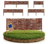 BOOGARDI Bordure de Jardin en Bois · 12 Tailles · 10x clôture en Osier Hauteur 20 cm x Longueur 100 cm · Barrière à Planter pour Parterre · Bordure de pelouse en Osier