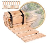 BooGardi Chemin roulant en mélèze · 6 tailles · 250 cm de long · 30 cm / 40 cm / 50 cm de large · 40 cm Espacement entre les lattes : 8 cm · Chemin en bois à dérouler · Marche en bois · Chemin de