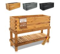BOOGARDI Grand pot extérieur & intérieur avec feutre · 120cm long marron naturel · Carré potager bois en 10 tailles potagers pour jardin, balcon &