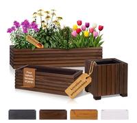 BOOGARDI Jardinière bois avec bac · 25x25x25cm Marron foncé · Jardinières en 3 tailles & 4 couleurs bac à plantes pour balcon & terrasse pot de fleurs