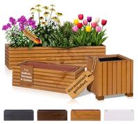 BOOGARDI Jardinière bois avec bac · 44x20x14cm Marron clair · Jardinières en 3 tailles & 4 couleurs pot pour balcon & terrasse bac à fleurs