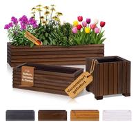 BOOGARDI Jardinière bois avec bac · 44x20x14cm Marron foncé · Jardinières en 3 tailles & 4 couleurs pot pour balcon & terrasse bac à fleurs