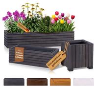 BOOGARDI Jardinière bois avec bac · 64x20x14cm Anthracite · Jardinières en 3 tailles & 4 couleurs pot pour balcon & terrasse bac à fleurs
