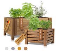 BOOGARDI Jardinière bois avec feutre · Bac à fleurs balcon 38x38x25cm marron foncé · Grand pot extérieur rectangulaire jardinières balcon & jardin