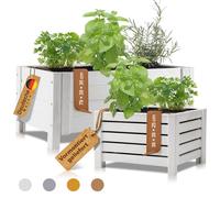 BOOGARDI | jardinière bois avec feutre | jardinière balcon 79x39x30cm blanc | bac à plantes grand extérieur rectangulaire balcon terrasse