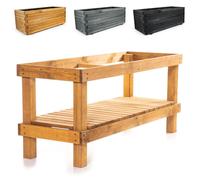 BOOGARDI Kit de support pour bac à fleurs en bois avec feutre · 100cm long brun naturel · soubassement pour carré potager en 5 tailles piètement
