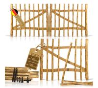 BOOGARDI Portillon de jardin en bois DIY, portail ganivelle en 168 dimensions, 1 vantail ou 2 vantaux, largeur 200 cm x hauteur 120 cm, espacement 7-9 cm