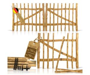 BOOGARDI Portillon de jardin en bois DIY, portail ganivelle en 168 dimensions, 1 vantail ou 2 vantaux, largeur 300 cm x hauteur 120 cm, espacement 3-5 cm