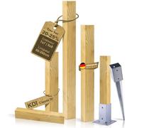 BooGardi Poteau en bois imprégné - poteau de clôture en 24 dimensions - 1 pièce 7x7 cm, hauteur 140 cm sans accessoires - poteau carré tête plate, bois carré, montant en bois
