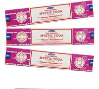 Booghe Satya Nag Champa Mystic Yoga Lot de 3 paquets de bâtons d'encens 100 % naturels faits à la main pour soulager le stress, la décoration spirituelle, l'estompage et la méditation