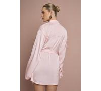 boohoo Femmes Peignoir Court en Satin Brode 'demoiselle d'honneur' de Mariee | Rose bebe | Taille: 34