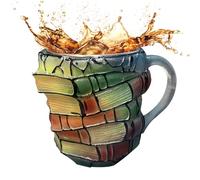 Book Cup - Tasse à boissons avec poignée | Tasse de livres peints | PISTA MACHINE COUPE DE TEA HAYMA COULEUR, résine + acier inoxydable, carafe créative en acier pour études du matin amoureux de la