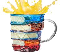 Book Lovers Mug | Stack Book Glass Mugs Tasse à café | Drinkwaare Tumbler Funny Decor Dessk Accessories for Readers Women Librarian Birthday Home Aparttment