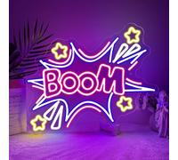 Boom Enseigne Lumineuse,Étoile Anime Neon LED Mural pour Bar Club Party Chambre à Coucher Pub Fête Salle de Jeux,Boom Eclairage LED Cadeau Coloré pour Teen Madame Monsieur USB Powered (12,4"×16,7")