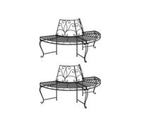 vidaXL Bancs d'arbre semi-circulaires Ø160 cm acier noir – Lot de 2