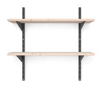 BOOMET Étagère Murale métal avec tablettes - 50 Variantes - Hauteur 100 cm - 2 Niveaux 80 x 50 cm (l x p) - Anthracite - système de Rails muraux avec Consoles