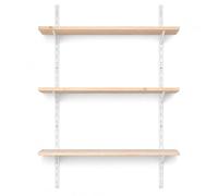 BOOMET Étagère Murale métal avec tablettes - Système d’étagères Mural en 50 Variantes - Hauteur 150 cm - 2 Niveaux 80 x 50 cm (l x p) - Blanc - Rails muraux avec Consoles