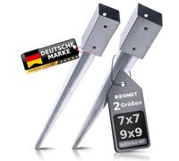 BOOMET Lot de 5 douilles à enfoncer pour poteaux carrés - 7 x 7 cm / 9 x 9 cm - 91 x 91 x 750 mm - Galvanisé à chaud - Douille de sol résistante à la corrosion - Ancrage au sol stable - Fixation de