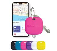 Boompods Boomtag Traceur Rechargeable - Localisateurs d'objets Compatible avec Apple Find My, Traceur Bluetooth Étanche IPX7, Étiquette de Suivi pour Portefeuilles, Bagages, Enfants - Rose