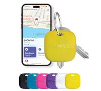 Boompods Boomtag Traceur Rechargeable - Localisateurs d'objets Compatible avec Apple Find My, Traceur Bluetooth Étanche IPX7, Étiquette de Suivi pour Portefeuilles, Bagages, Enfants - Jaune