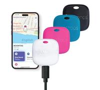 Boompods Boomtag Traceur Rechargeable, Lot de 4 - Localisateurs d'objets Compatible avec Apple Find My, Traceur Bluetooth Étanche IPX7, Étiquette de Suivi pour Portefeuilles, Bagages, Enfants