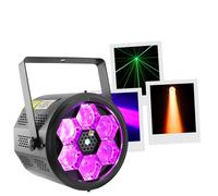 BoomTone DJ BEE-FX LZR Spot de scène 6 LED RGBW 10W, 2 Effets en-1, Lampe de scène, LZR vert, Détection musicale Mode automatique, DMX. Idéal pour Fête, Noël, Soirée, DJ, Club, Dancing, Mariage