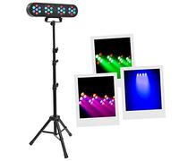 BoomTone DJ D-Tiene Jeu de lumières multicolore Disco Club DJ, 28 LED RGB de 1W, Dimmer, Kit complet avec support. Réglable en hauteur. Programmes automatiques, détection sonore, télécommande fournie.