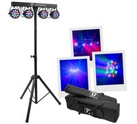 BoomTone DJ Party Bar Crystal MKII - Kit Éclairage LED RGBW | 4 Spots Multicolores Rotatifs | Barre 60cm + Trépied 1,88m | Modes DMX, Auto, Télécommande | DJ Mobile, Bar, Soirée Privée