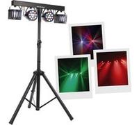 BOOMTONEDJ Party Bar Derby - Stand lumières : 2 projecteurs de 9 LEDs RGBW 1W multicolores, 2 Nano Derby 12W, trépied