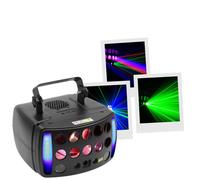 BoomToneDJ STARLIGHT-LZR Jeux de lumière DJ 4 effets Faisceaux multicolores LZR, Strob, Contrôle DMX Programmes automatiques Détection musicale Télécommande. Eclairage Disco Club Fête Soirée Mariage
