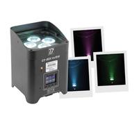 BoomToneDJ EZ-BOX 4x15W Projecteur LED RGBW Wifi sur batterie. Emetteur/Récepteur DMX sans fil intégré. Mode Auto, Audio, DMX 512, Maitre/Esclave, Télécommande IR et DMX wireless. Soirée, DJ mobile.