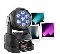 BoomToneDJ ROBO WASH 7X12W Lumière de scène LED RGBW 4in1, Dimmer, Stroboscope, Spot tête mobile, Lyre motorisée. Programmes automatiques, détection musicale, DMX, maitre/esclave.