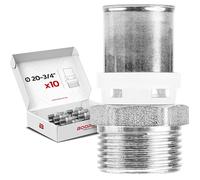 BOOPARTS - 10 Pièces - Raccord Droit Mâle à Sertir Ø20-3/4"M (20/27) | Raccord Multicouche Contour TH | Connexion Filetée Étanche et Durable pour Tuyaux Multicouches PEX PER Composites