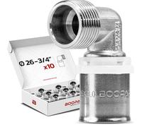 BOOPARTS - Coude Mâle à Sertir Ø26-3/4" 20/27 | Raccord Multicouche Profil TH pour Tubes PER, PEX et Multicouche | Plomberie, Chauffage et Sanitaire | Lot de 10