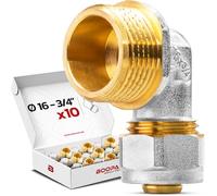 BOOPARTS - Coude Mâle à Visser Ø16-3/4" 20/27 | Raccord Multicouche à Compression pour Tubes PER, PEX et Multicouche | Plomberie, Chauffage et Sanitaire | Lot de 10