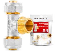 BOOPARTS - Té Mâle à Visser Ø16-1/2"-Ø16 | Raccord Multicouche à Compression pour Tubes PER, PEX et Multicouche | Plomberie, Chauffage et Sanitaire | Lot de 4